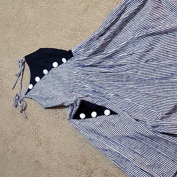 Unique Vintage Asymmetrical Navy Blue White Hamilton Dress Size XS - Picture 6 of 7